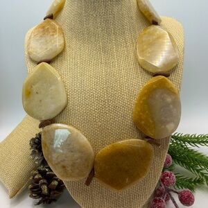 Chico’s Quartz Elegant Yellow Stone Necklace Timeless